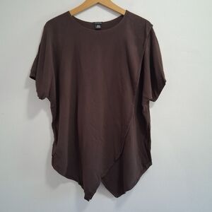 Dairi Fashion Lagenlook Layered Oversized Coastal Grandma Brown Top Tee Size XL